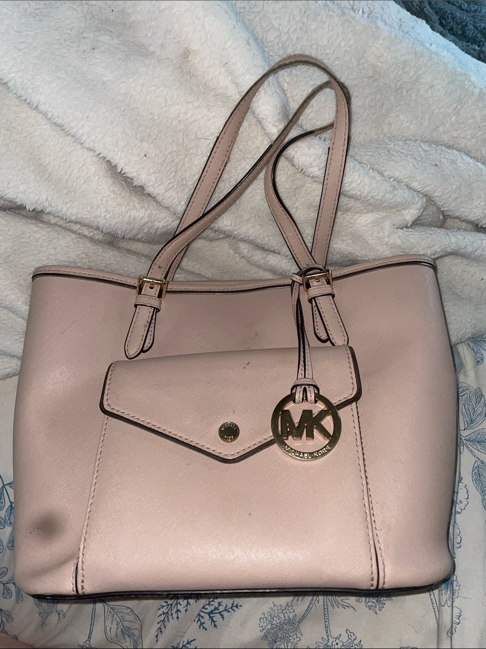 Michael Kors Blush Pink Saffiano Leather Tote with MK Charm